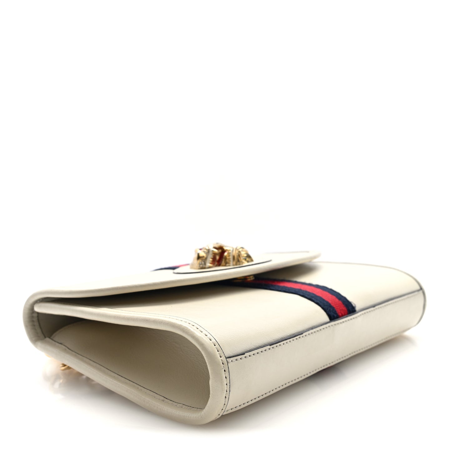 Textured Calfskin Web Small Rajah Slim Flap Shoulder Bag Mystic White