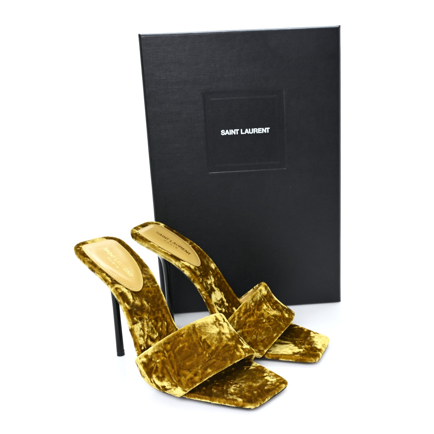 Saint Laurent Velvet Baliqua 105 Mule Sandals 38 Yellow 10 of 10