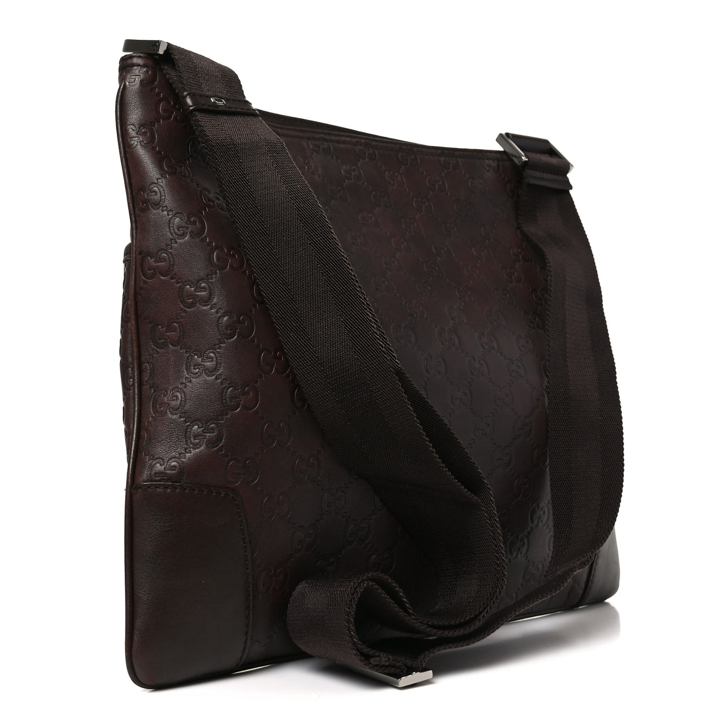 Guccissima Flat Messenger Bag Brown Dark Brown
