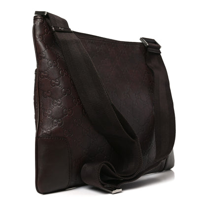 Gucci Guccissima Flat Messenger Bag Brown Dark Brown 3 of 11