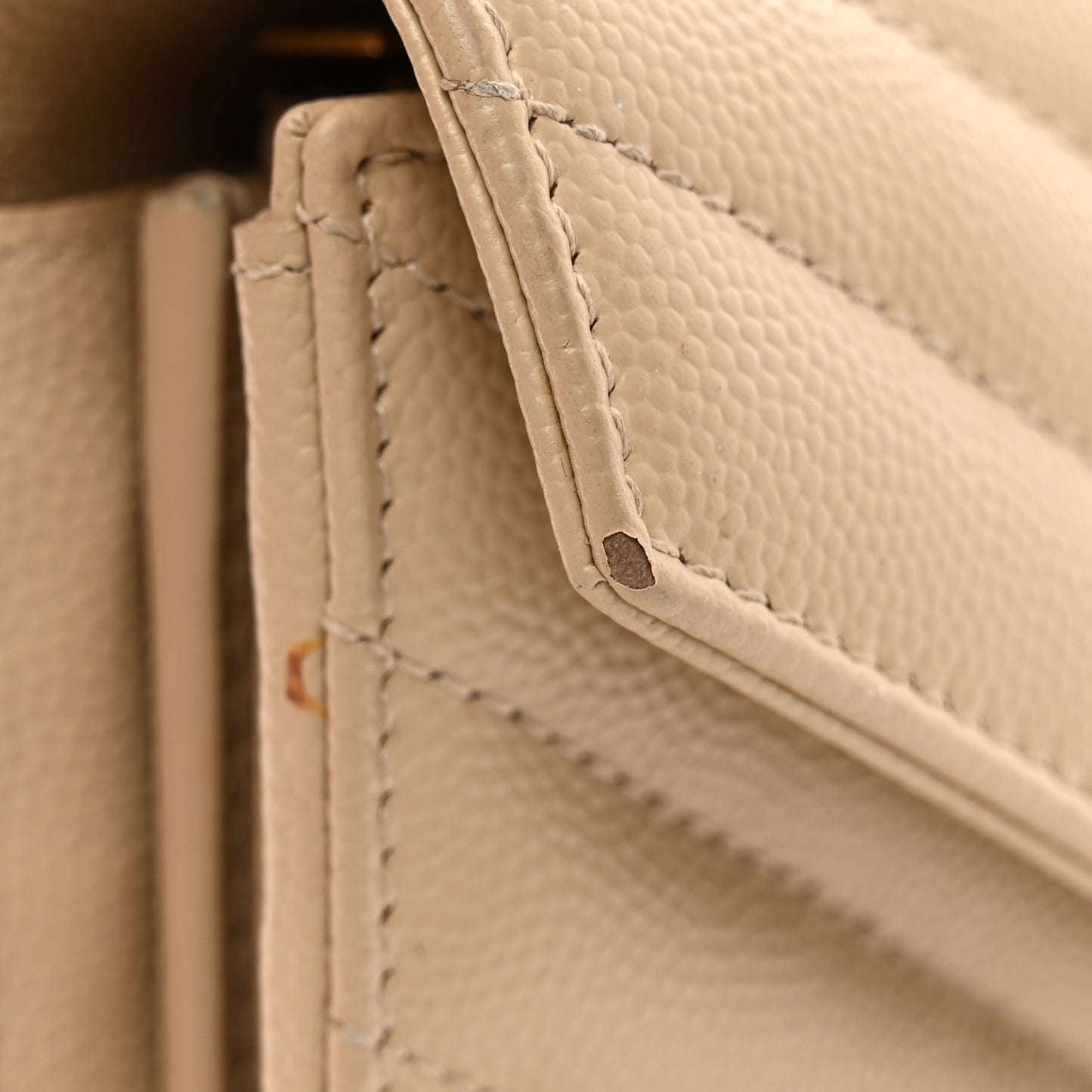 Grain De Poudre Matelasse Chevron Monogram Flap Wallet Dark Beige