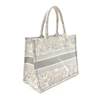 Christian Dior Canvas Embroidered Medium Dioriviera Toile De Jouy Book Tote Gray 3 of 13