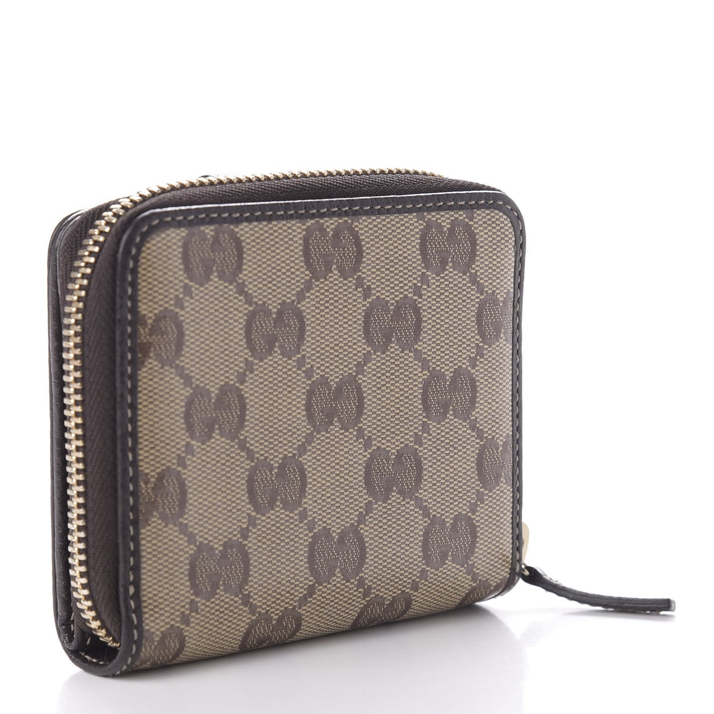Crystal Monogram Dollar Calfskin Zip Around French Wallet Beige Ebony Testa di Moro