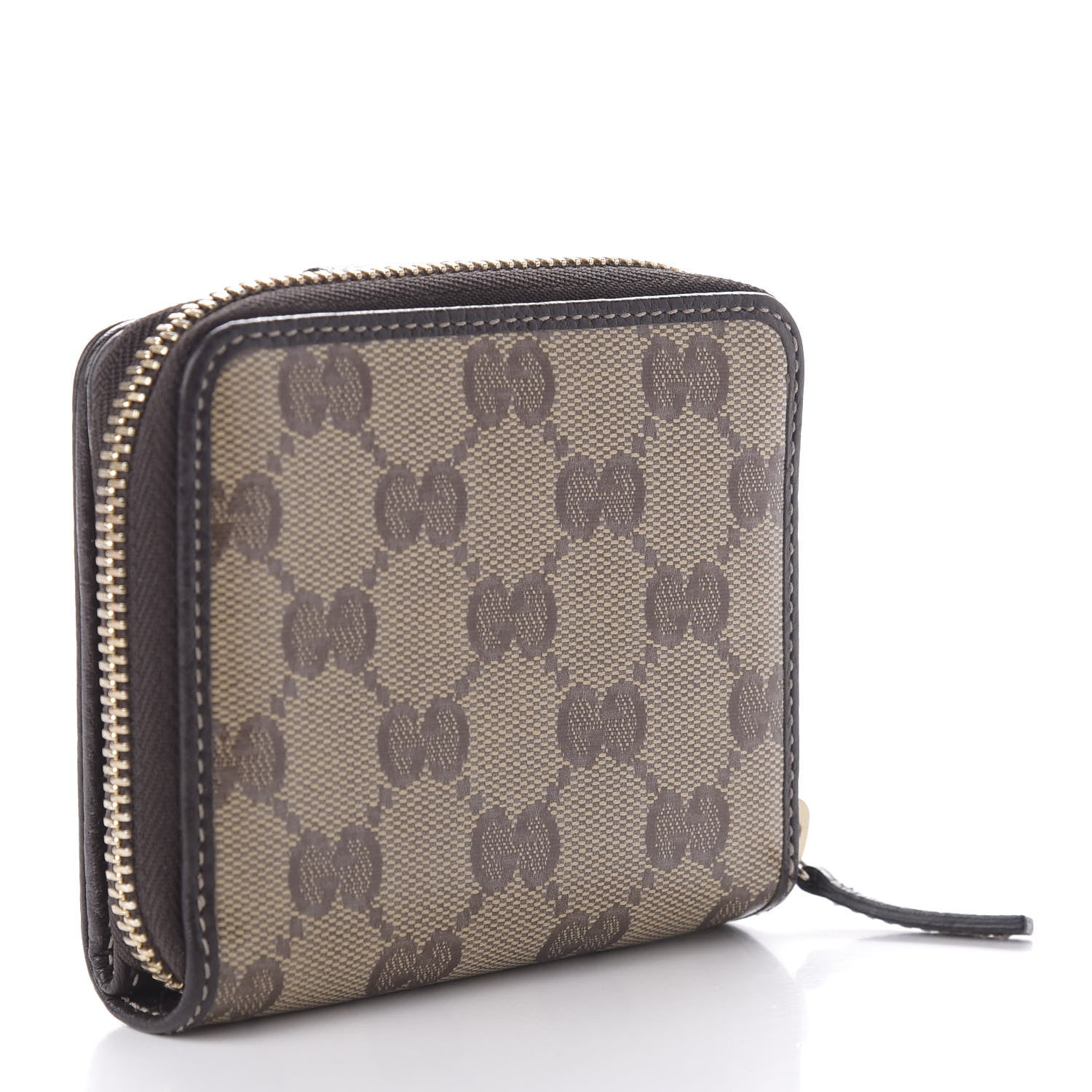 Gucci Crystal Monogram Dollar Calfskin Zip Around French Wallet Beige Ebony Testa di Moro 3 of 7