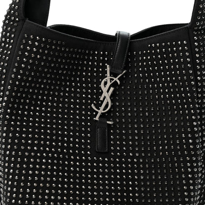 Saint Laurent Cotton Studded Le 5 A 7 Soft Hobo Black 8 of 12