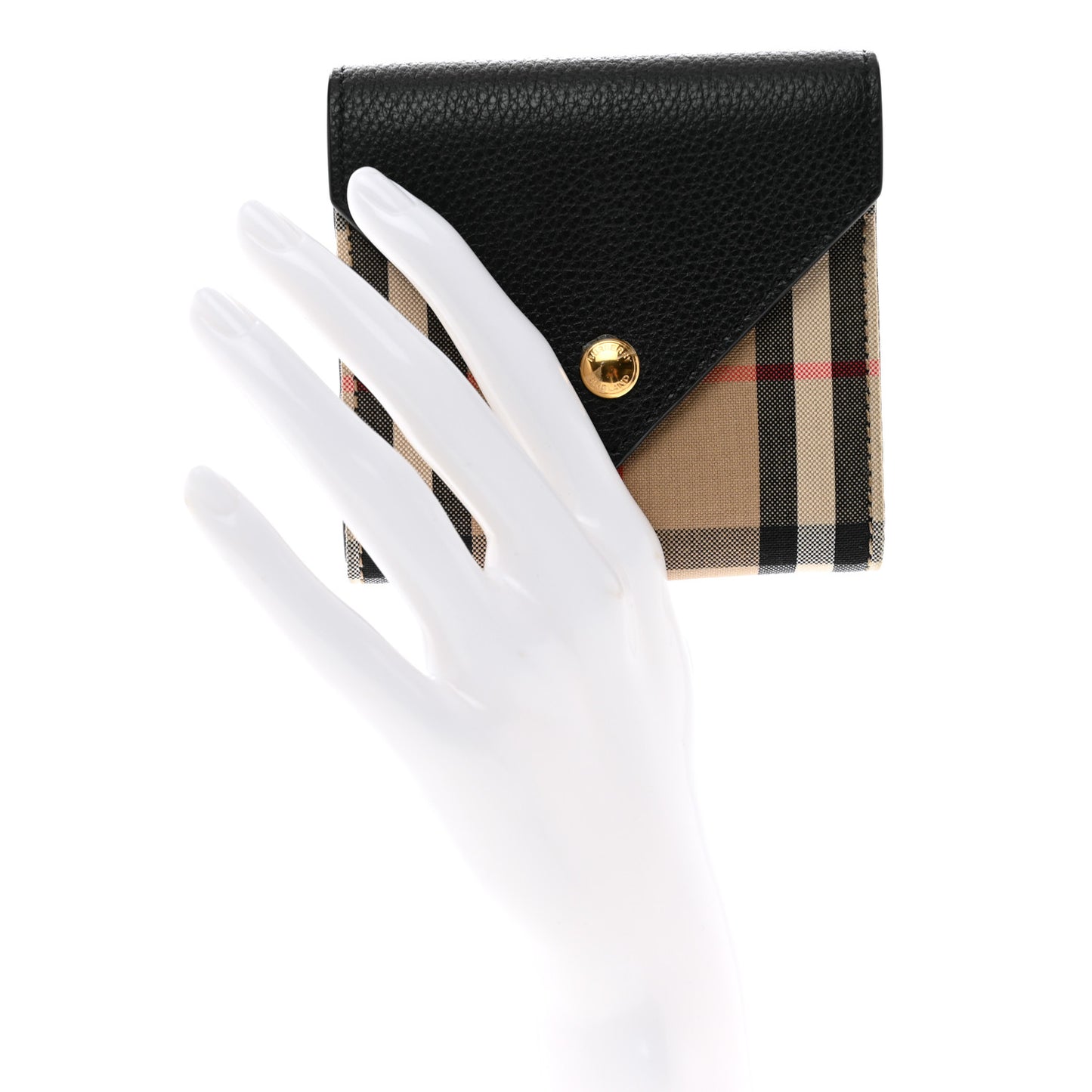 Grainy Calfskin Vintage Check Lila Tri-Fold Wallet Black