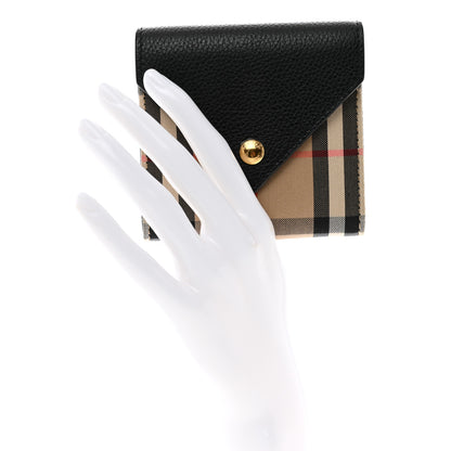 Burberry Grainy Calfskin Vintage Check Lila Tri-Fold Wallet Black 2 of 7