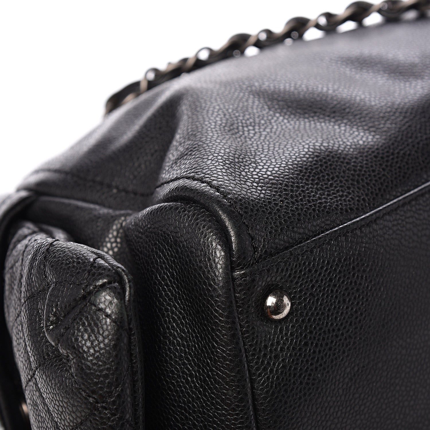 Chanel Glazed Caviar Quilted Mademoiselle Bowling Bag Black 11 of 13