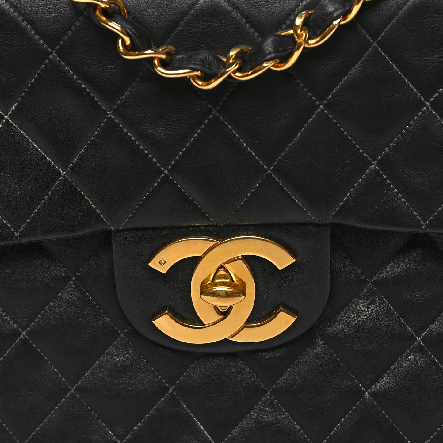 Lambskin Quilted XL Jumbo Single Flap Black