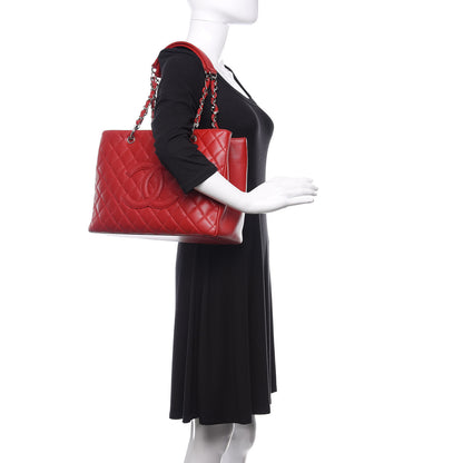 Chanel Caviar Quilted Grand Shopping Tote GST Dark Red 2 of 10
