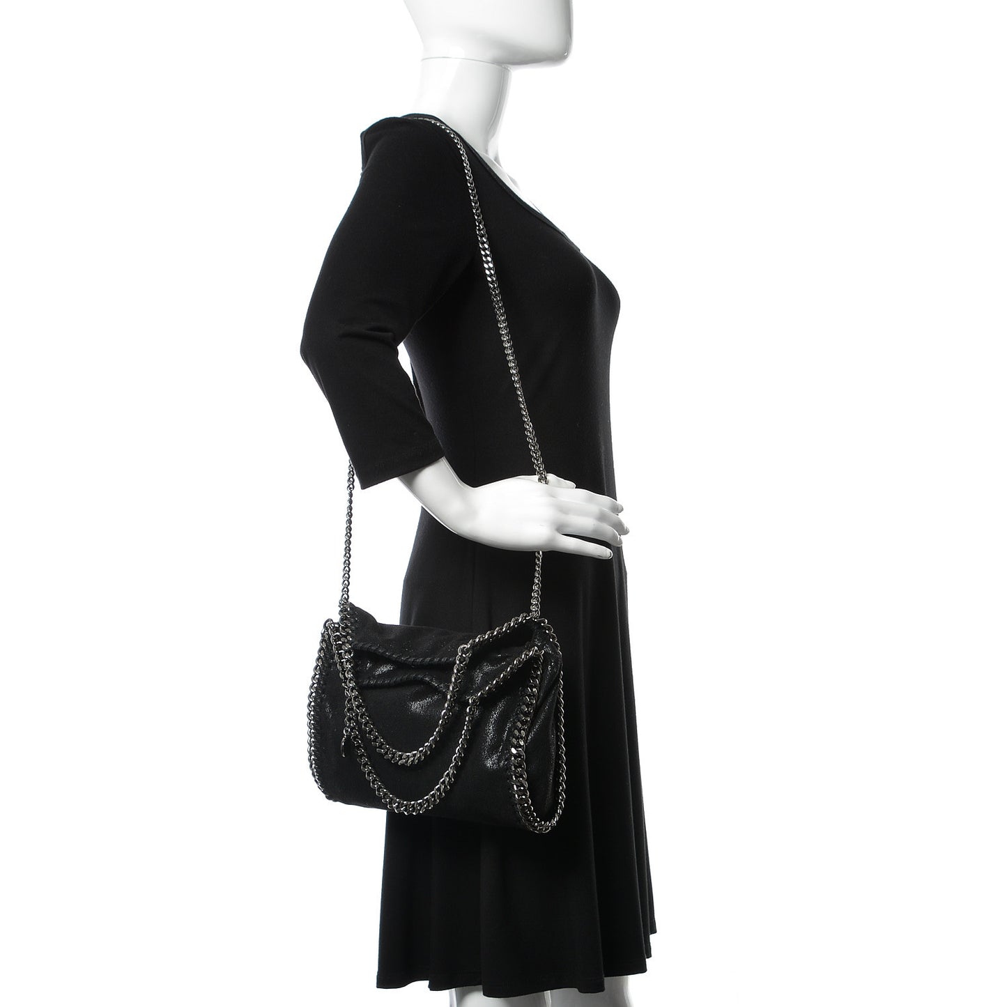 Shaggy Deer Mini Falabella Fold Over Tote Black