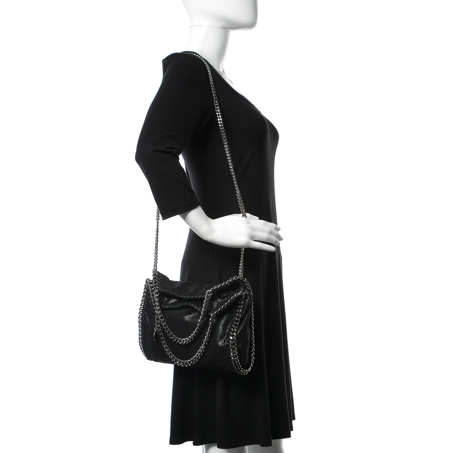 Stella McCartney Shaggy Deer Mini Falabella Fold Over Tote Black 2 of 11