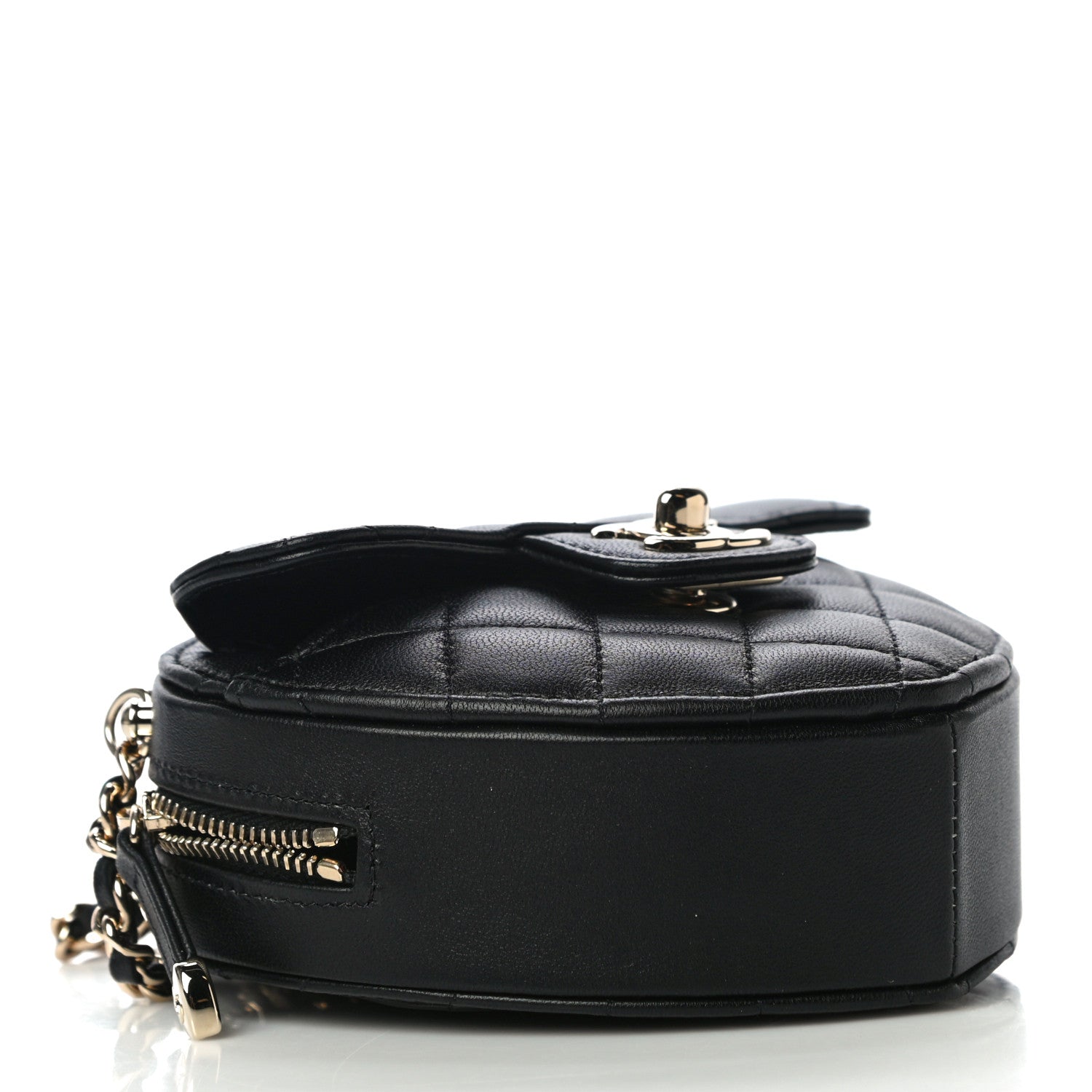 Chanel Lambskin Quilted CC In Love Heart Clutch With Chain Black 4 of 10