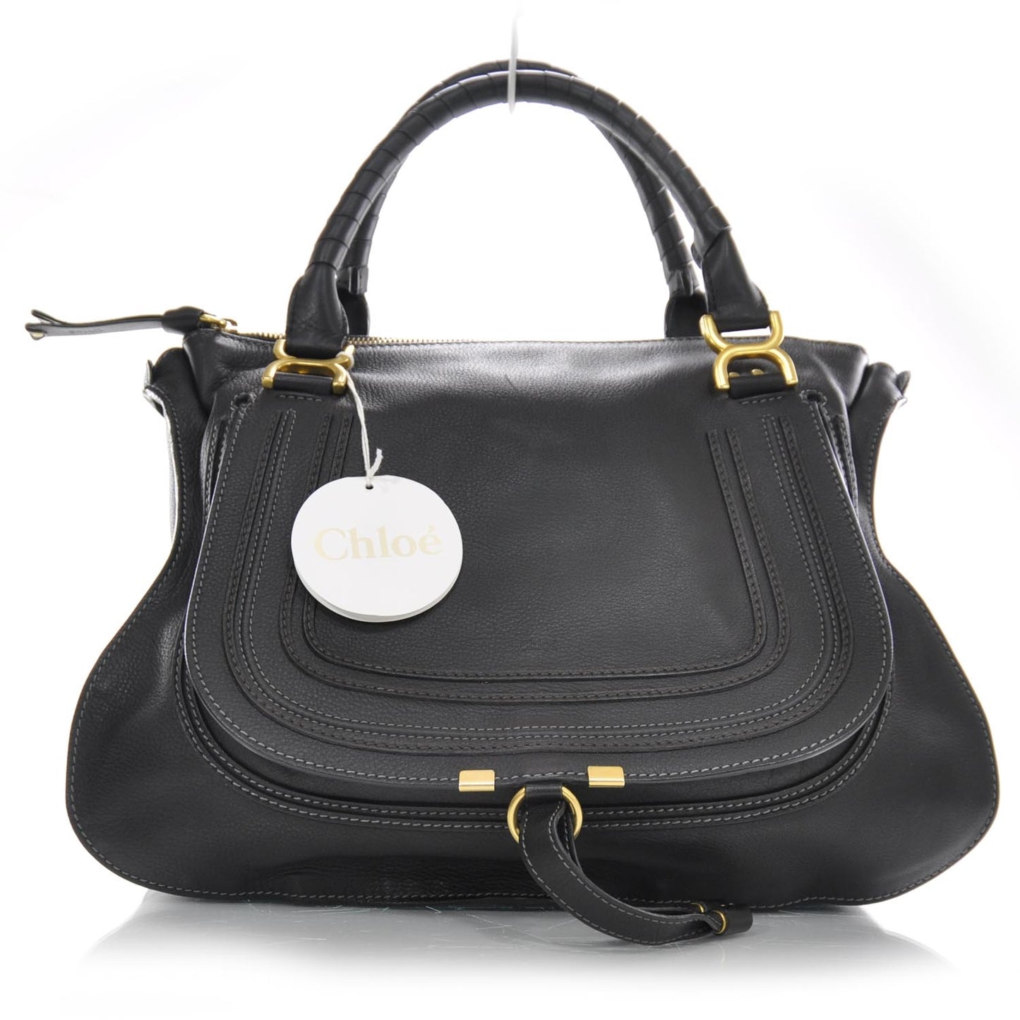 Leather Large Marcie Satchel Black