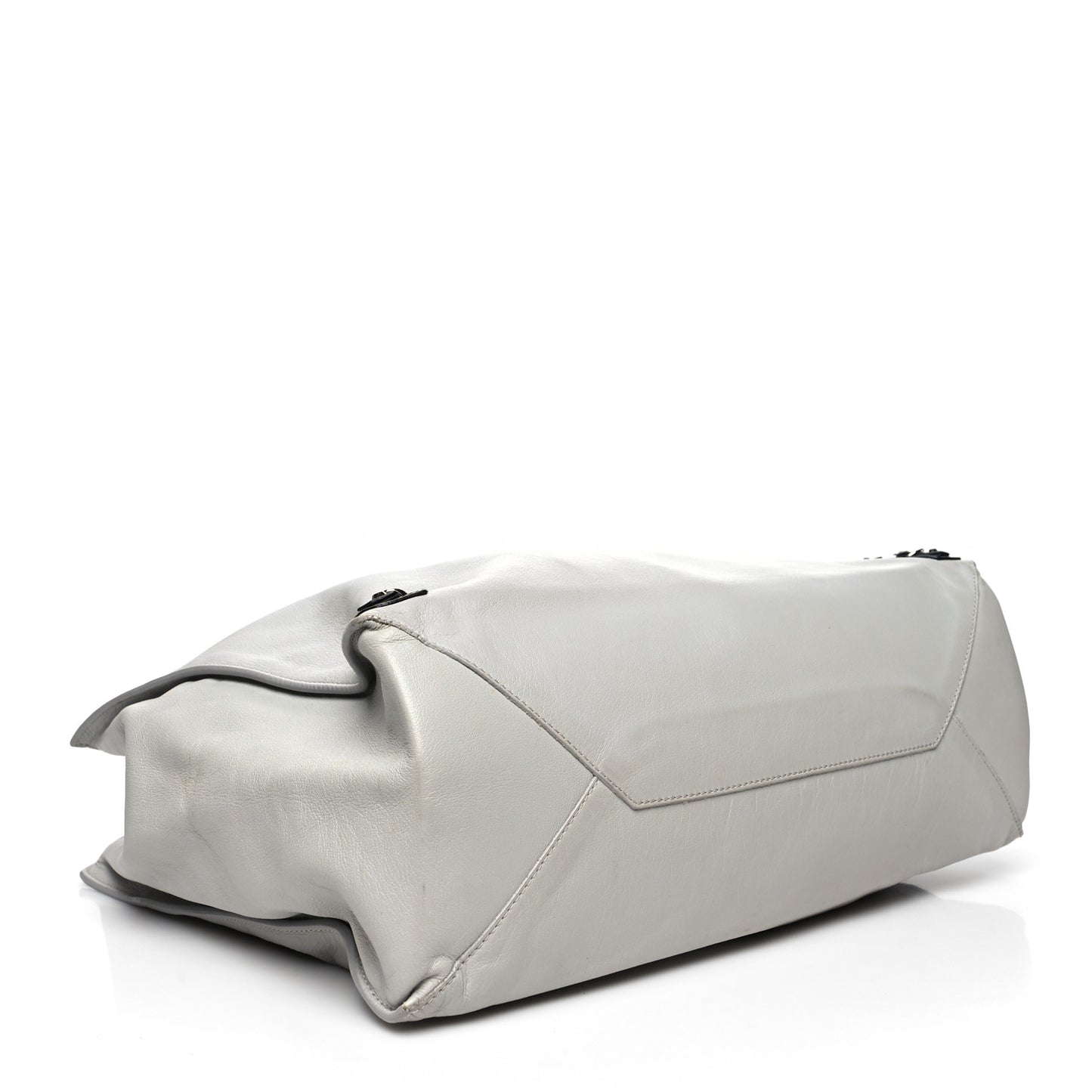 Supple Calfskin Bi-Color Papier A4 Tote White Black