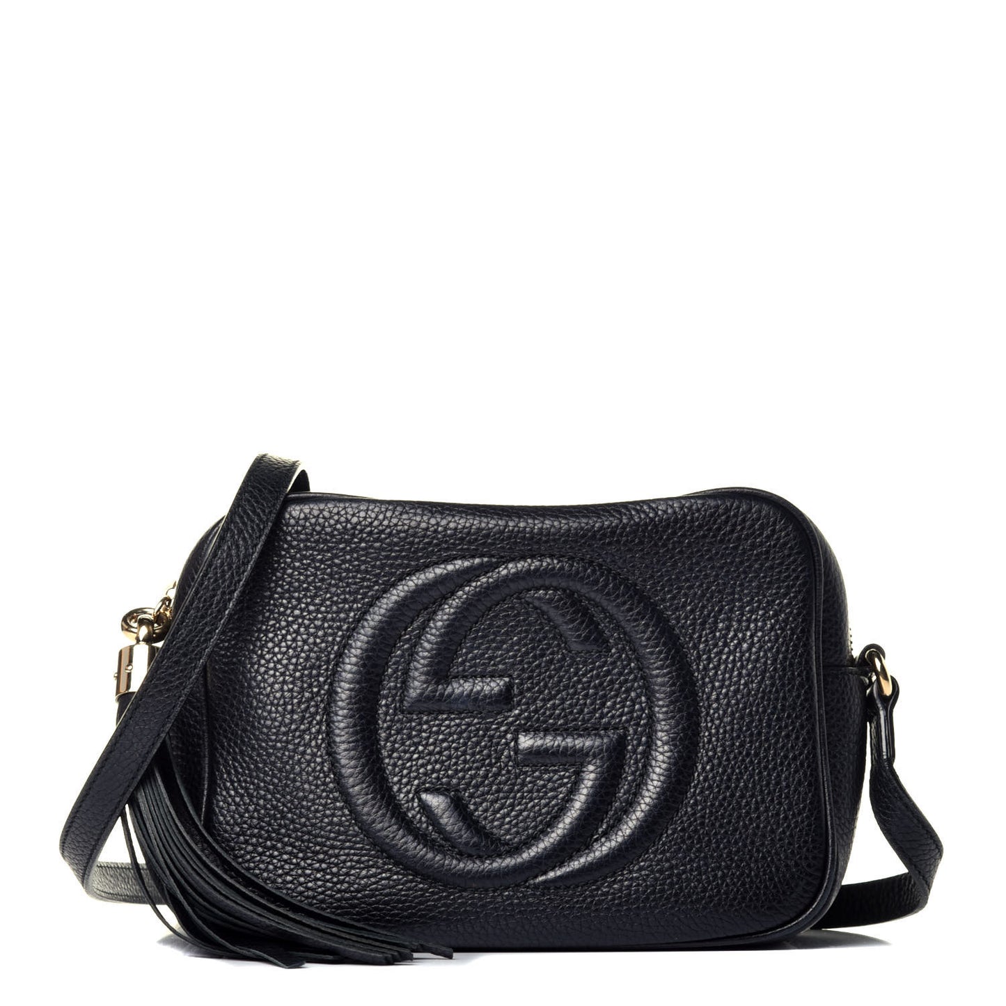 Pebbled Calfskin Small Soho Disco Bag Black