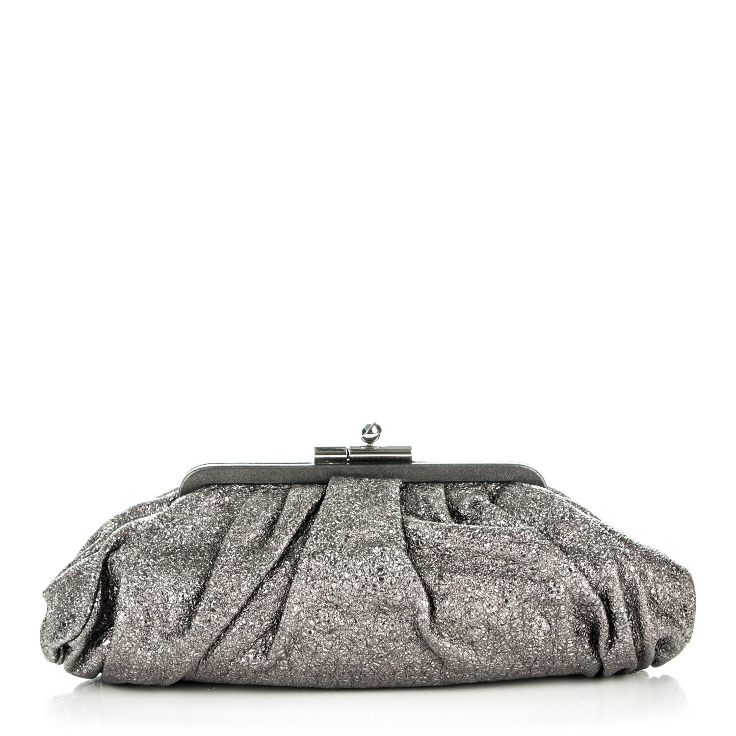 Chanel Metallic Crackled Calfskin Monte Carlo Clutch Dark Silver 1 of 7