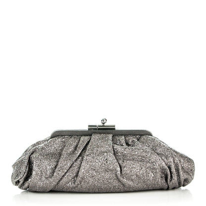 Chanel Metallic Crackled Calfskin Monte Carlo Clutch Dark Silver 1 of 7