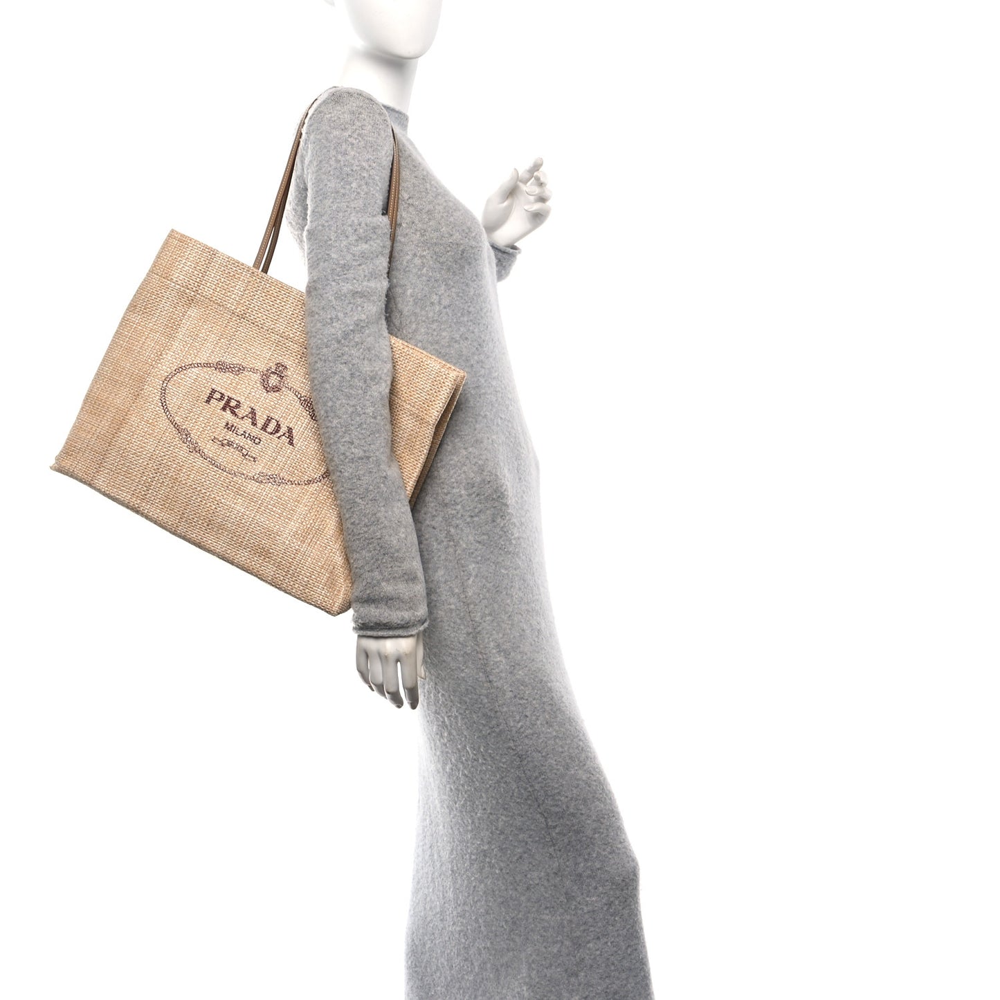 Raffia Logo Tote Naturale