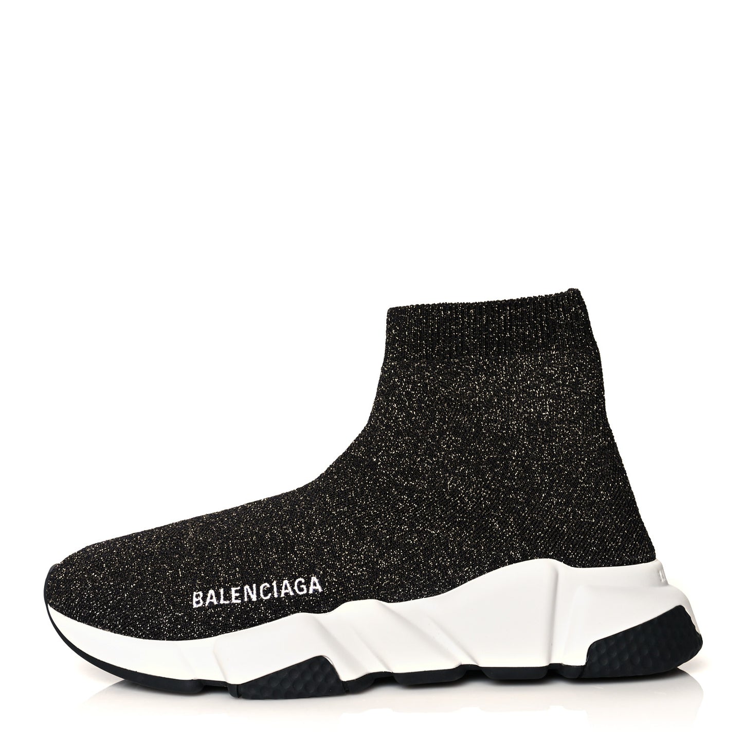 Knit Metal Womens Speed Sneakers 36 Black Gold