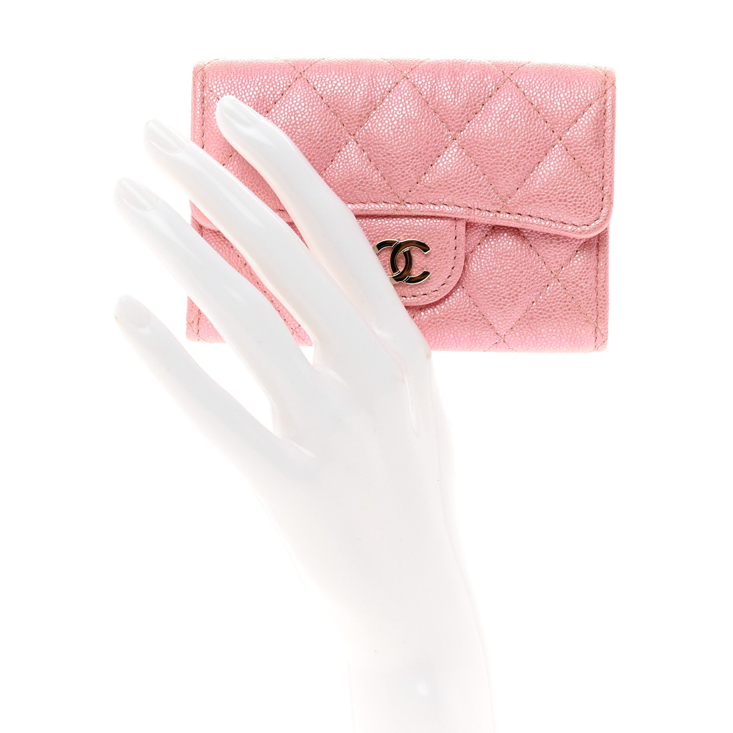 Chanel Iridescent Caviar Quilted Flap Card Holder Rose Pink 2 of 9