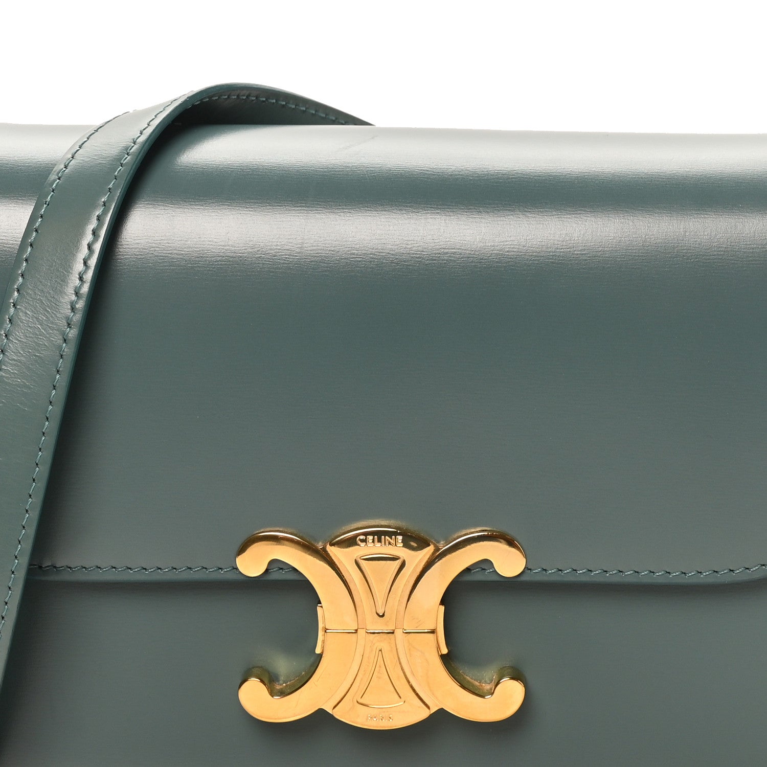 Celine Shiny Calfskin Teen Triomphe Petrol 6 of 8