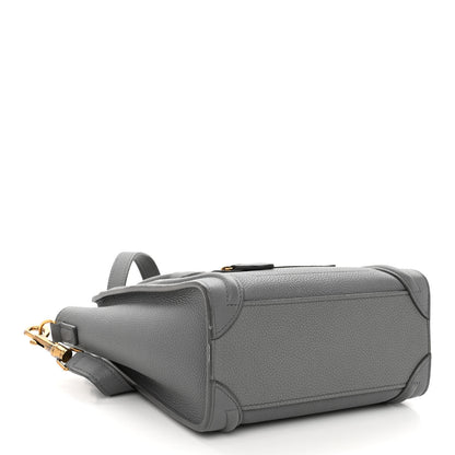 Celine Drummed Calfskin Nano Luggage Kohl 4 of 10