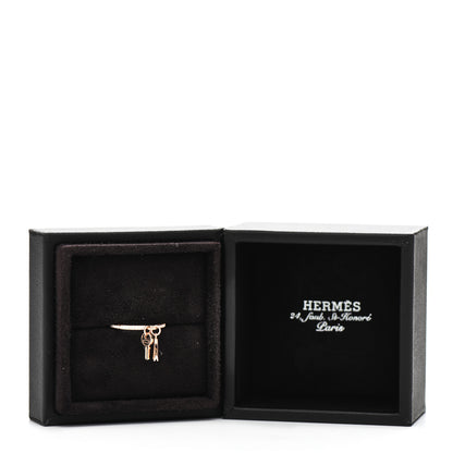 Hermes 18K Rose Gold Diamond Kelly Clochette Ring 54 7 5 of 5