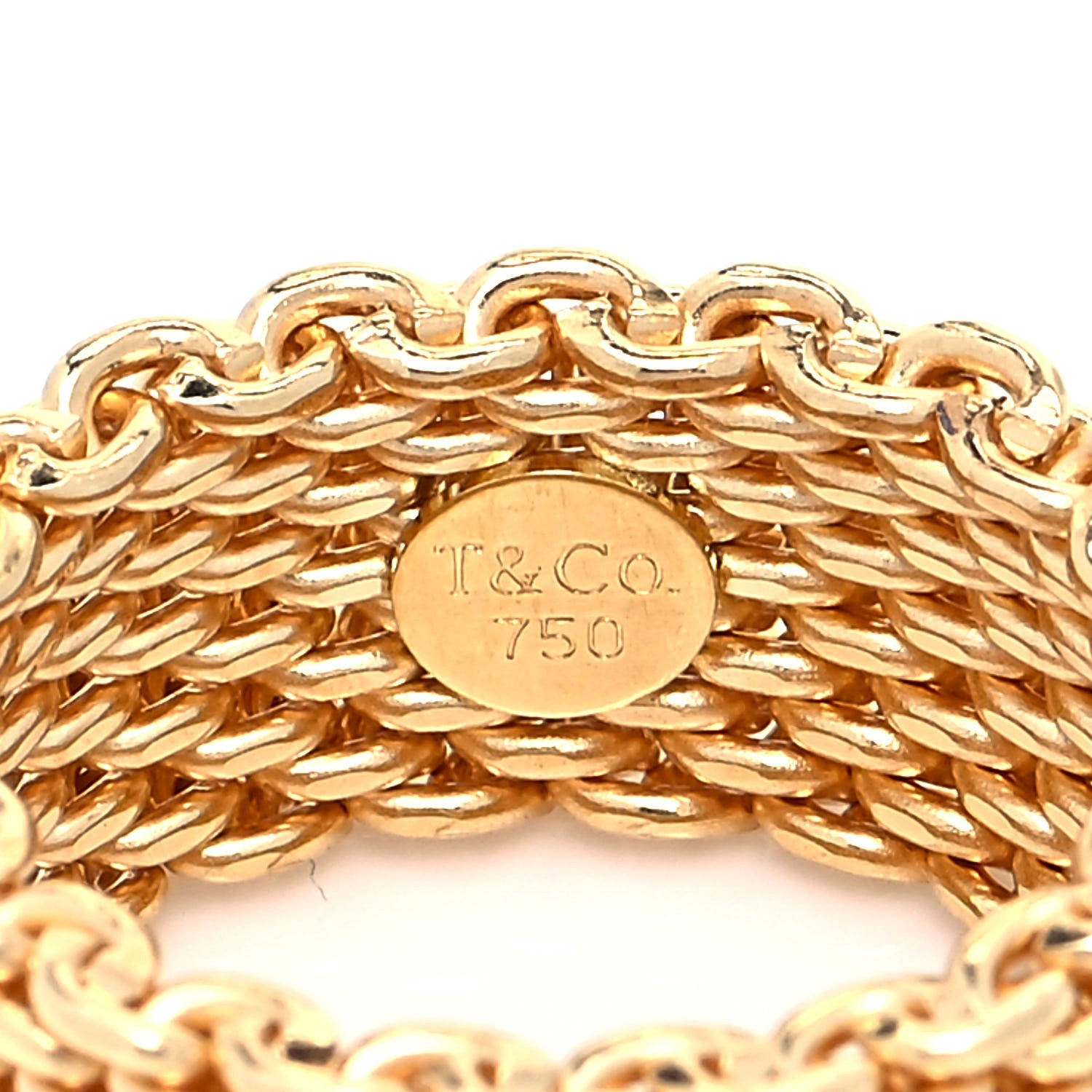 Tiffany 18K Yellow Gold Wide Somerset Mesh Ring 50 5.25 4 of 4
