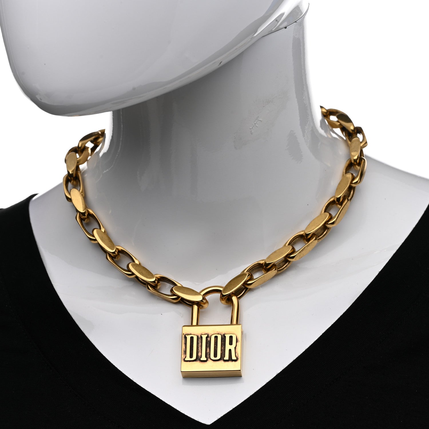 Christian Dior Metal Lucky Locket Choker Necklace Aged Gold 2 of 6