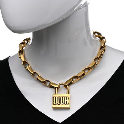 Christian Dior Metal Lucky Locket Choker Necklace Aged Gold 2 of 6