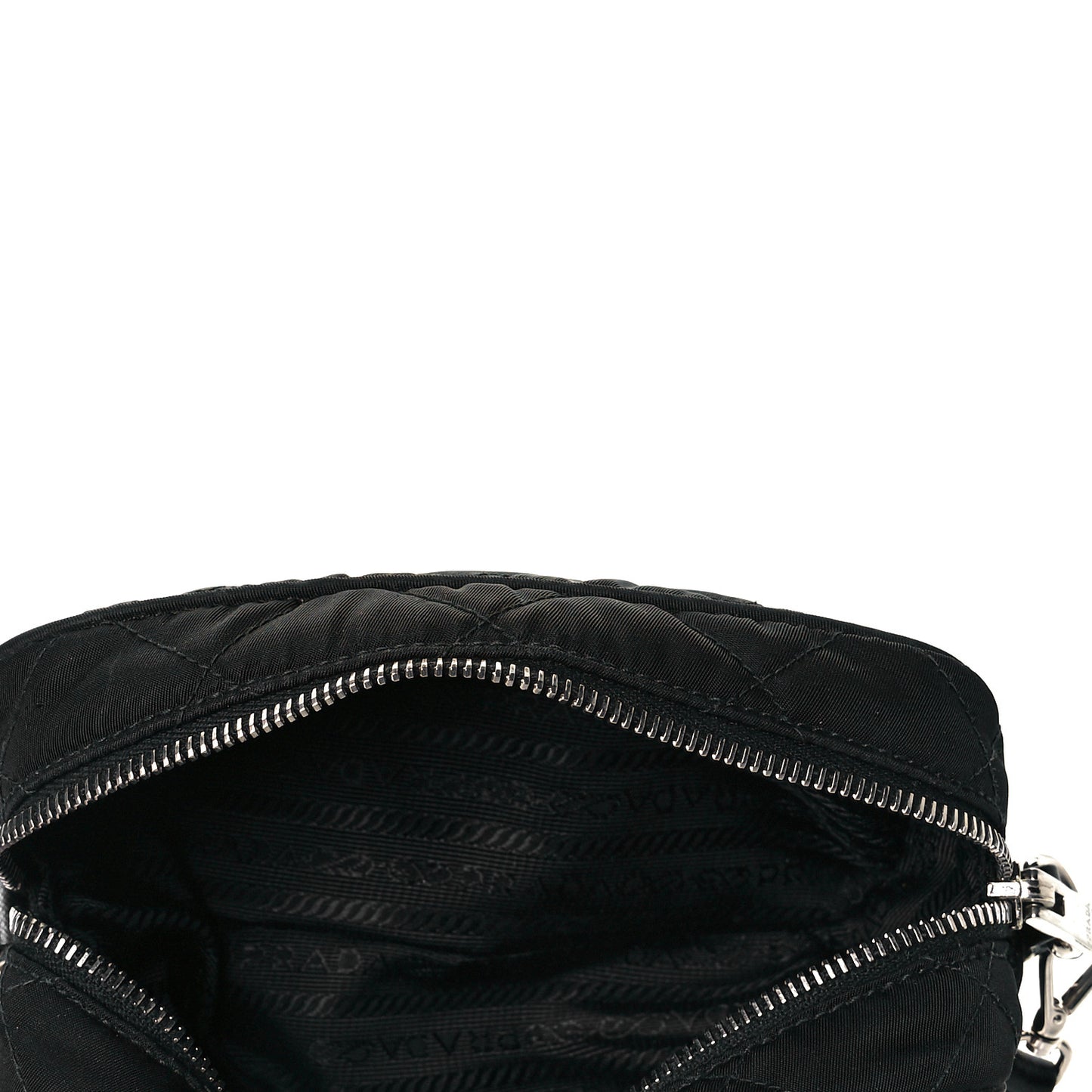 Nylon Tessuto Impuntu Quilted Chain Crossbody Black