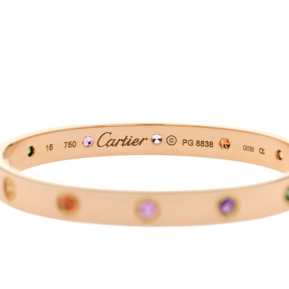 Cartier 18K Pink Gold Sapphire Garnet Amethyst LOVE Bracelet 16 8 of 8