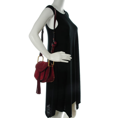 Chloe Suede Calfskin Braided Mini Hudson Shoulder Bag Sienna Red 2 of 7