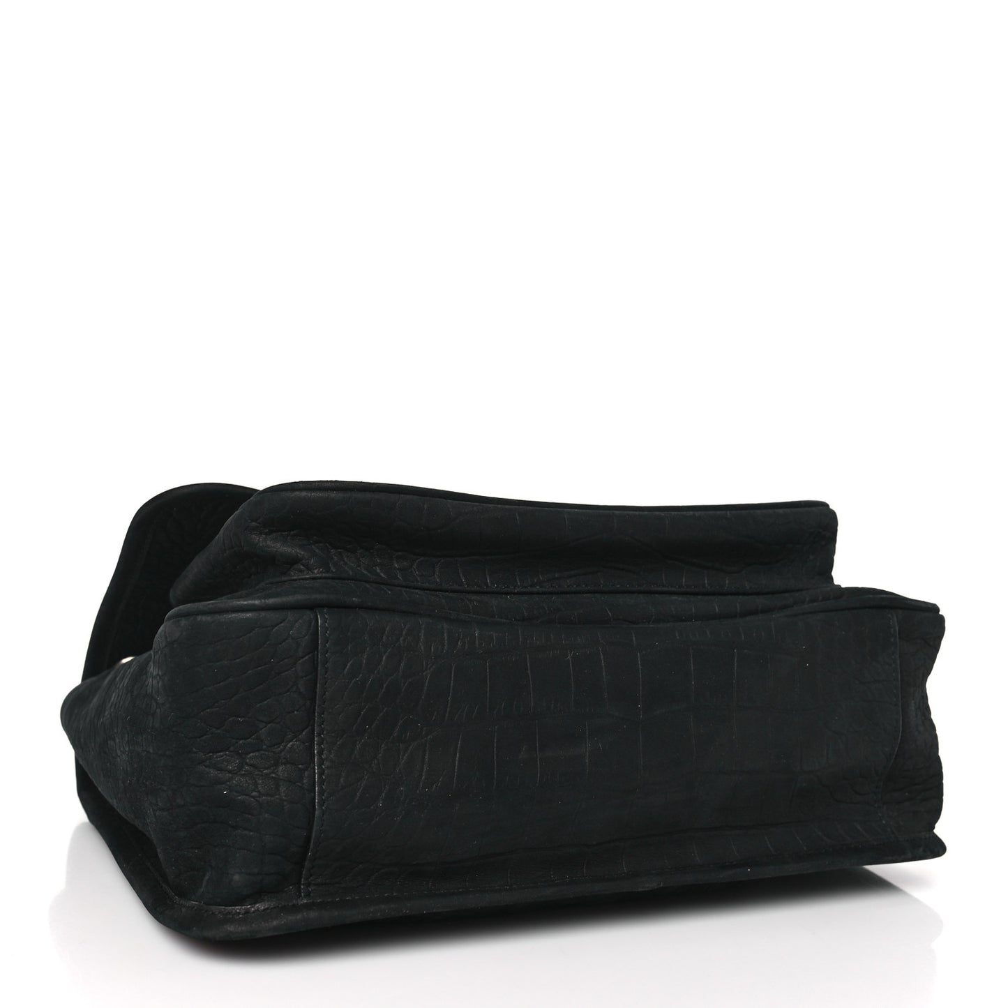 Nubuck Crocodile Embossed Monogram Medium Niki Chain Satchel Black