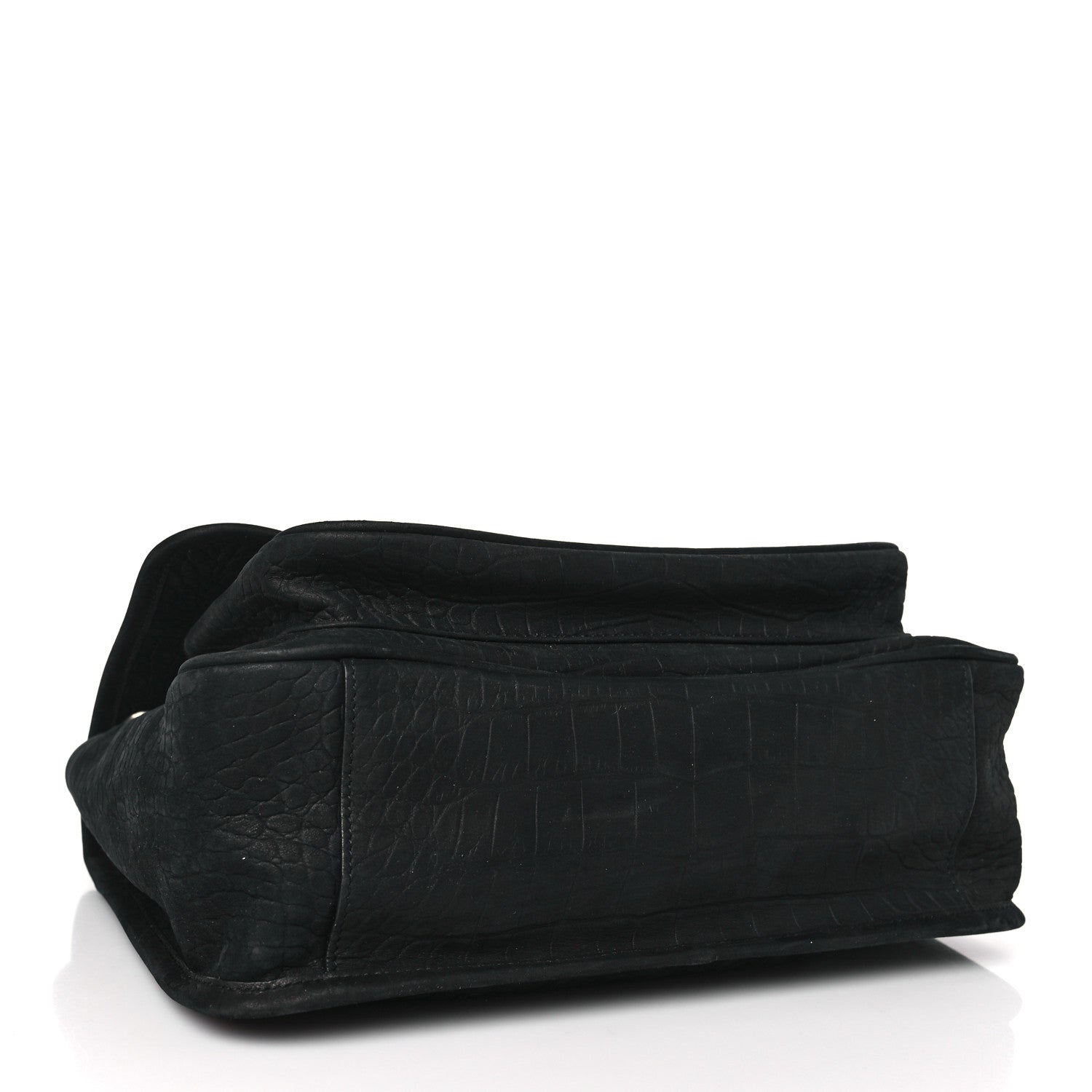 Saint Laurent Nubuck Crocodile Embossed Monogram Medium Niki Chain Satchel Black 4 of 8