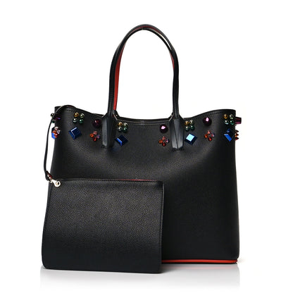 Christian Louboutin Calfskin Empire Spike Studded East West Cabata Tote Black 1 of 11