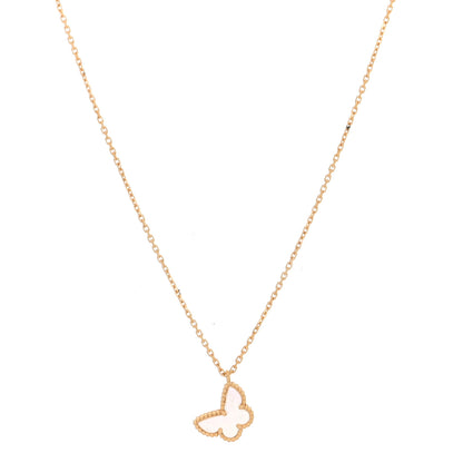 Van Cleef & Arpels 18K Yellow Gold Mother of Pearl Sweet Alhambra Butterfly Pendant Necklace 1 of 5
