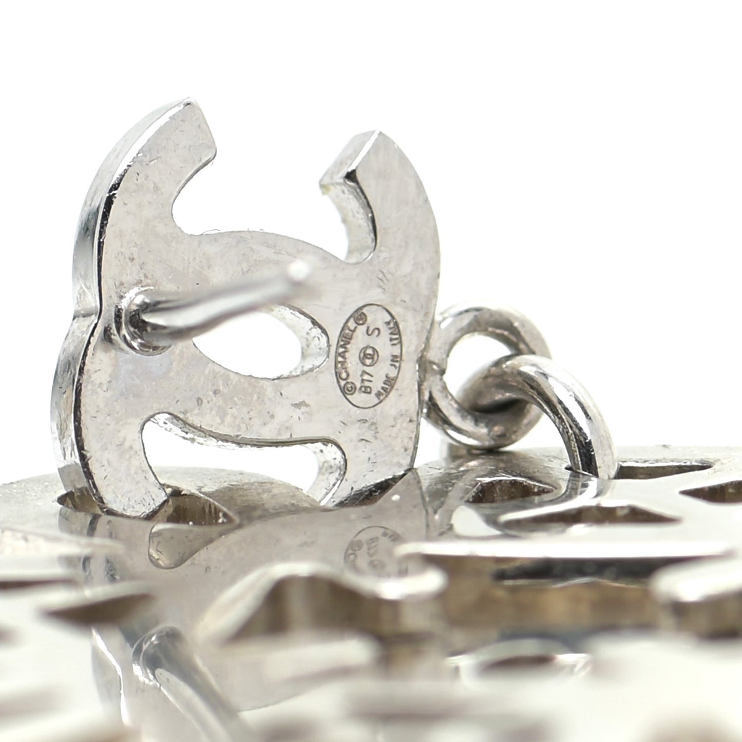 Crystal Strass Cross CC Earrings Silver