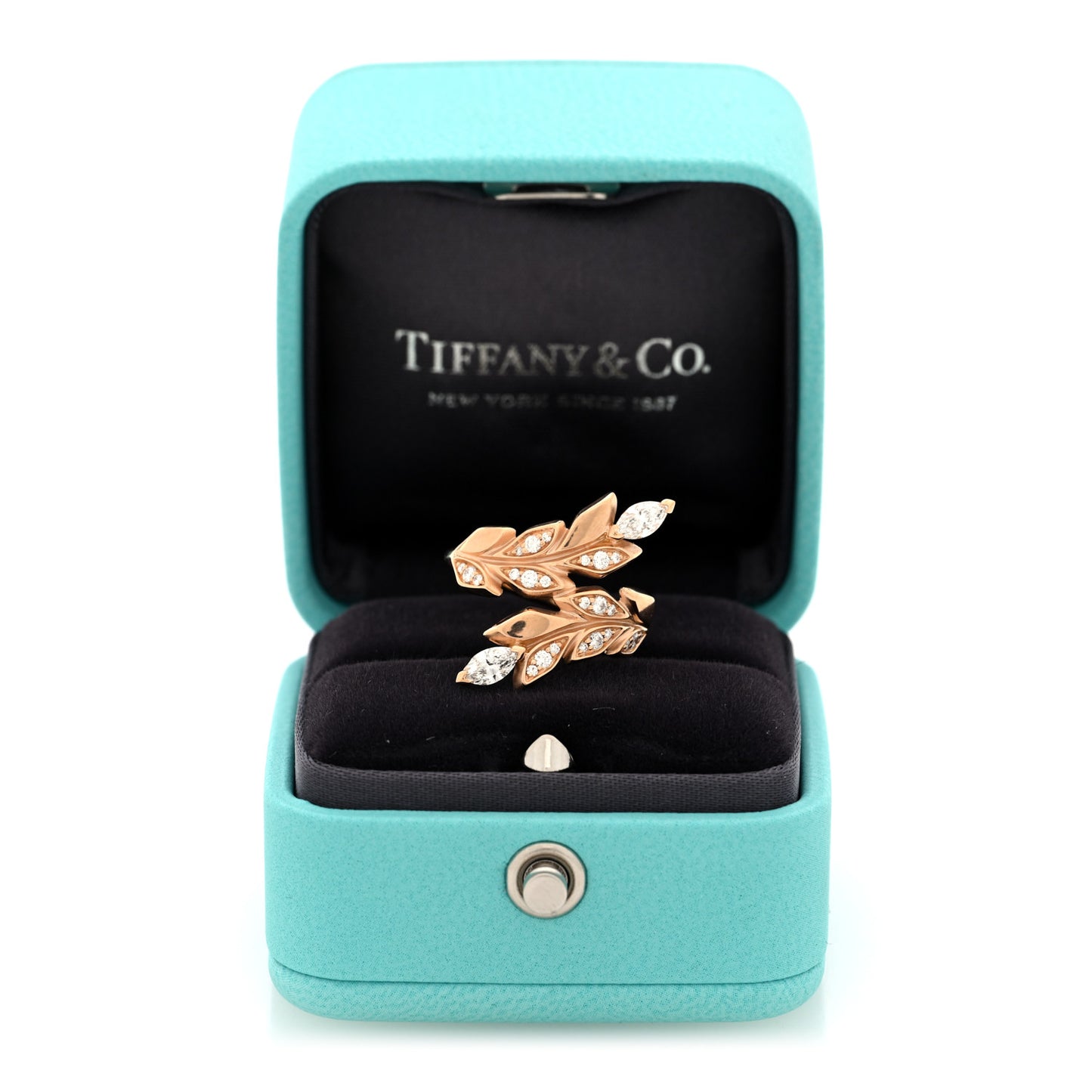18K Rose Gold Diamond Victoria Vine Bypass Ring 49 4.75