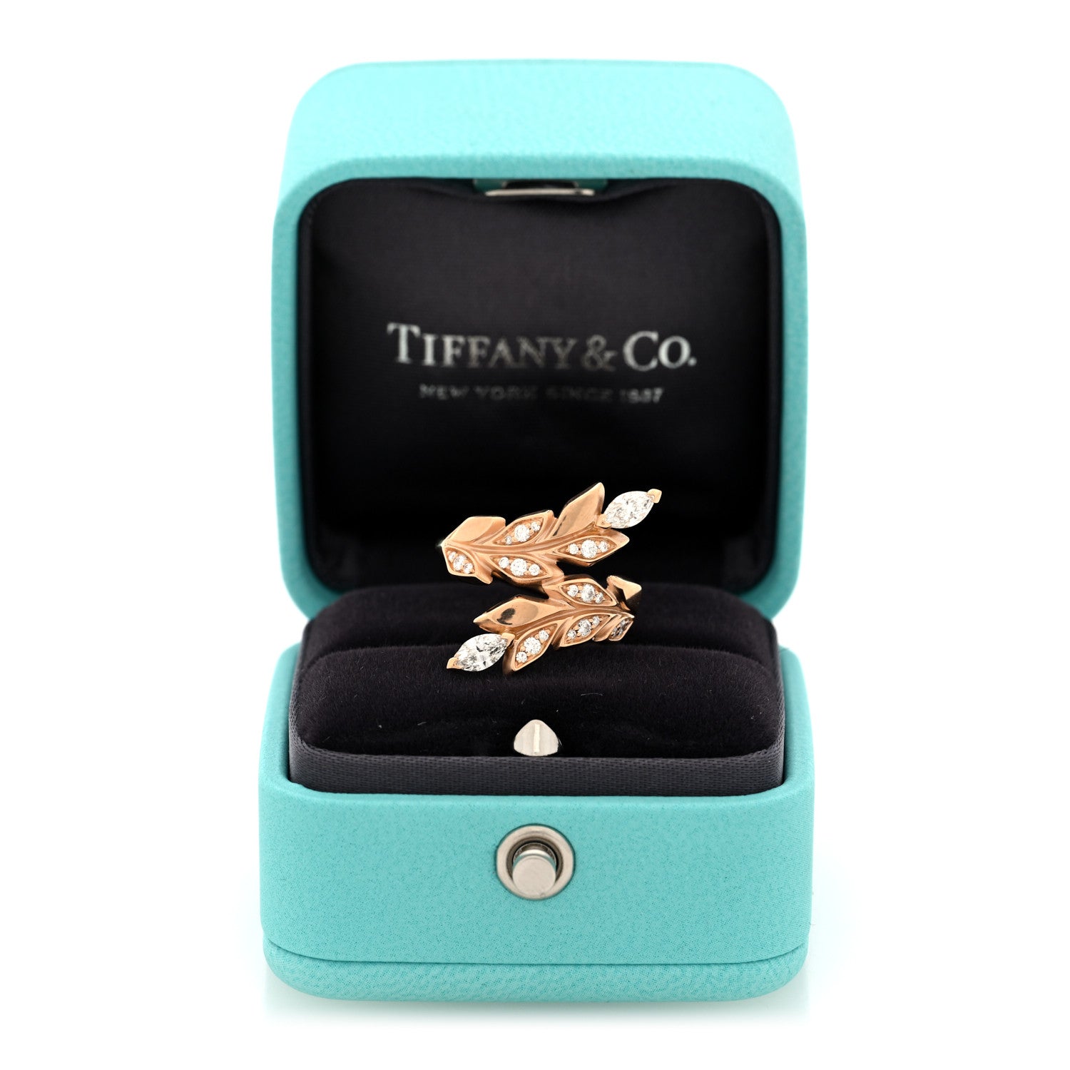 Tiffany 18K Rose Gold Diamond Victoria Vine Bypass Ring 49 4.75 5 of 5