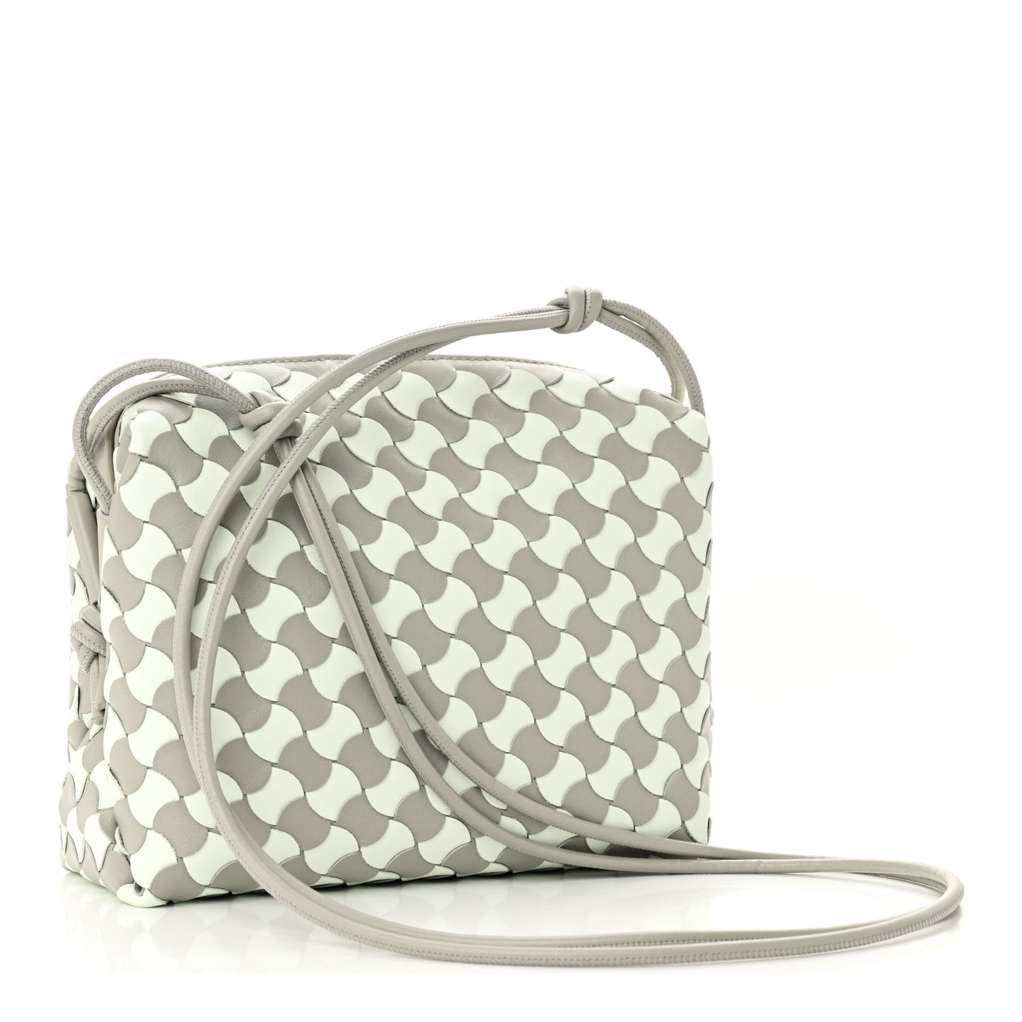Nappa Wavy Bicolor Intrecciato Small Loop Camera Bag Agate Grey Glacier