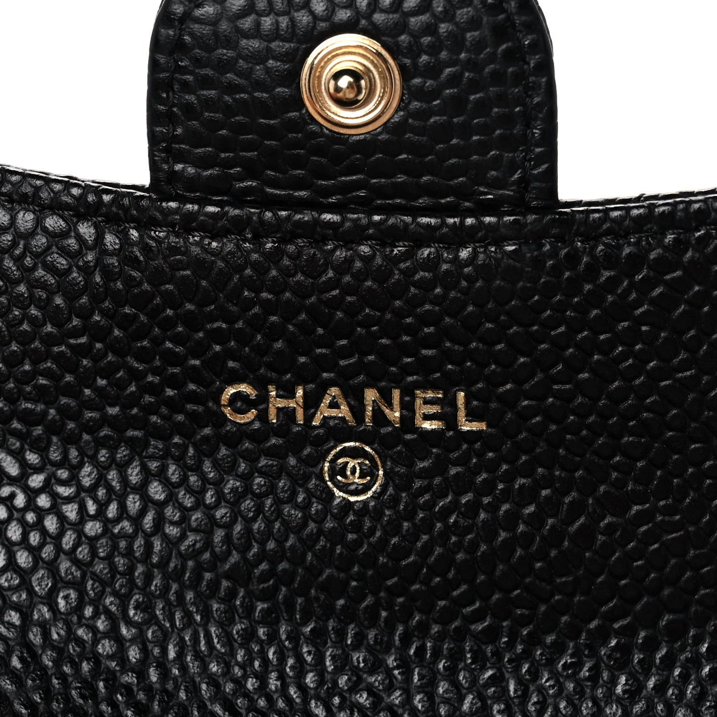 Caviar Quilted Flap Card Holder Wallet Black