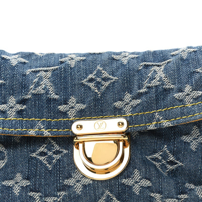 Louis Vuitton Monogram Denim Pochette Plat Clutch Blue 7 of 9