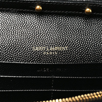 Saint Laurent Grain De Poudre Matelasse Chevron Monogram Chain Wallet Black 6 of 11