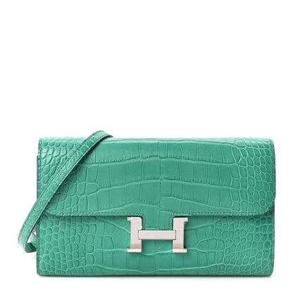 Hermes Matte Alligator Constance Long Wallet To Go Vert Jade 1 of 10