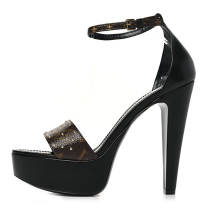 Louis Vuitton Patent Monogram Afterglow Platform Sandals 38.5 Black 1 of 9