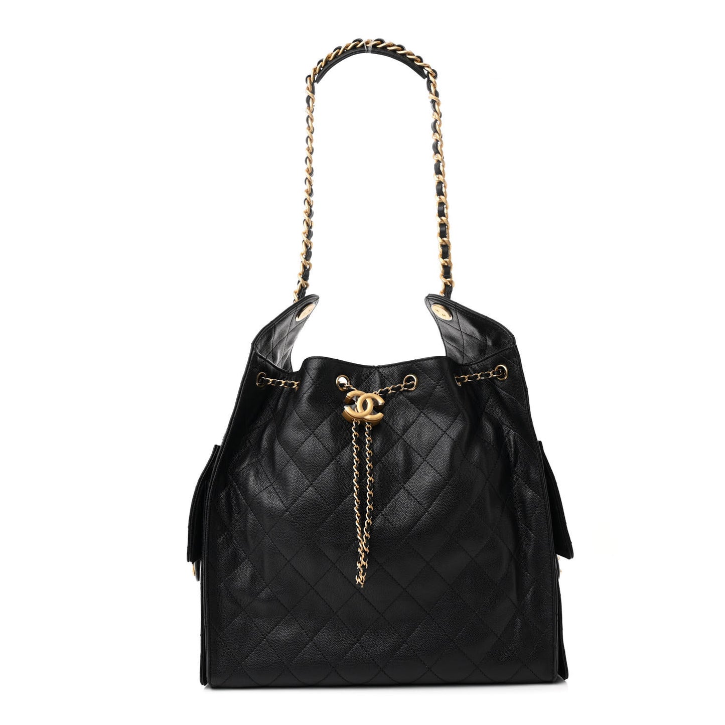 Caviar Quilted Medium Chanel 25 Handbag Black