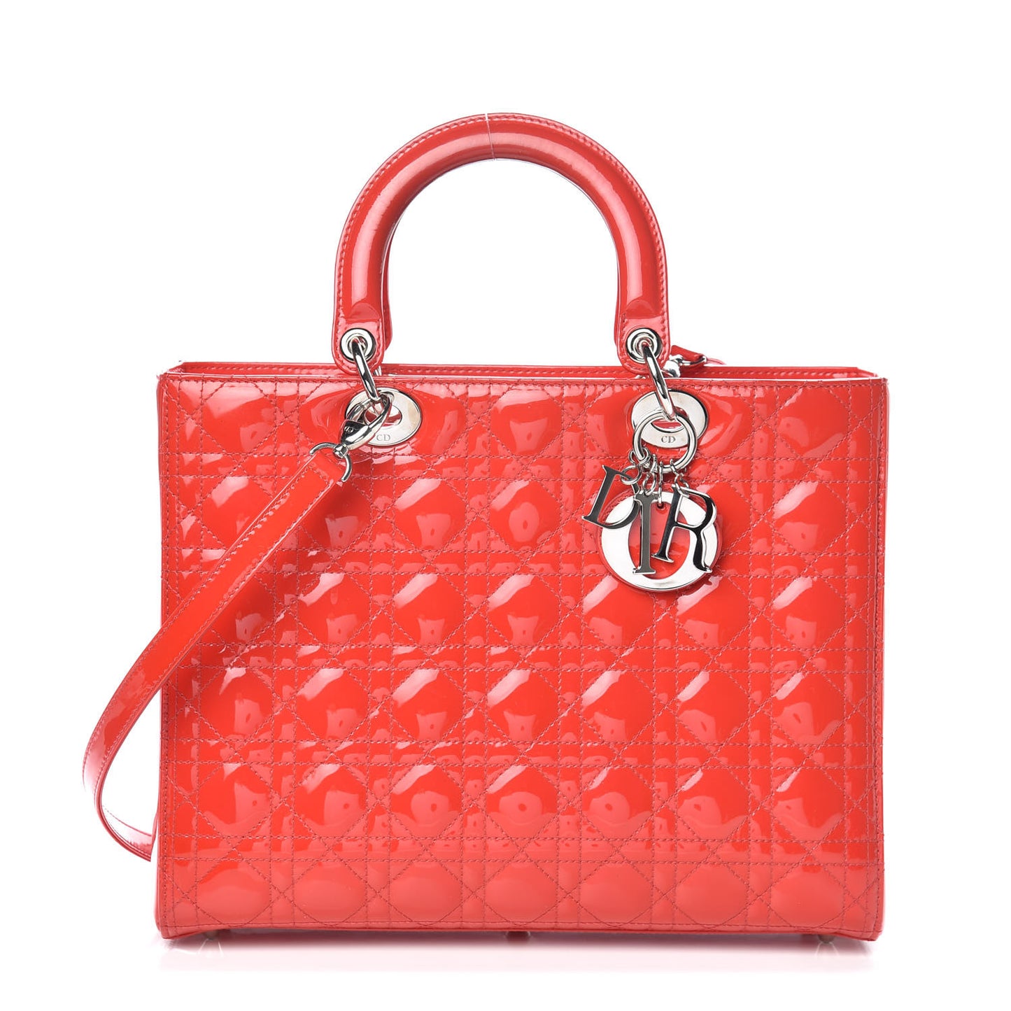 Patent Cannage Large Lady Dior Red