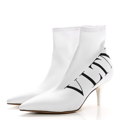 Valentino Garavani Eco Leather VLTN 70mm Sock Booties 36 White Black 3 of 8
